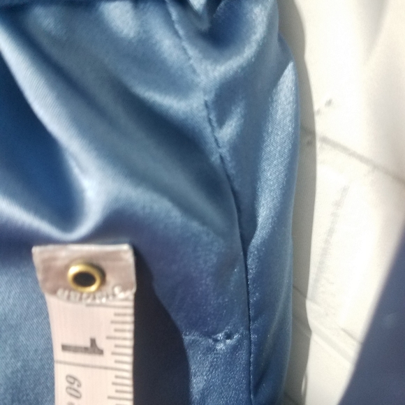 Jaclyn Smith Blue Satin Button Down Blouse - Picture 5 of 12